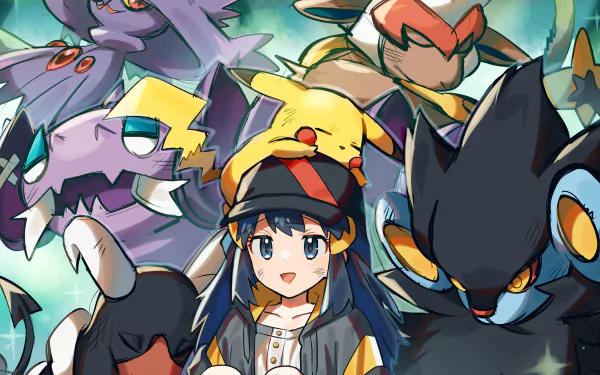 Pikachu Mismagius (Pokemon) Luxray (Pokémon) Infernape (Pokémon) Houndoom (Pokémon) Dawn (Pokémon) Drapion (Pokémon) Anime Pokemon HD Desktop Wallpaper | Background Image