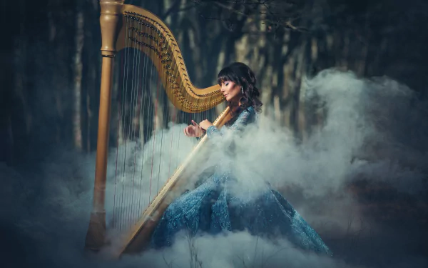 harp fog woman mood HD Desktop Wallpaper | Background Image