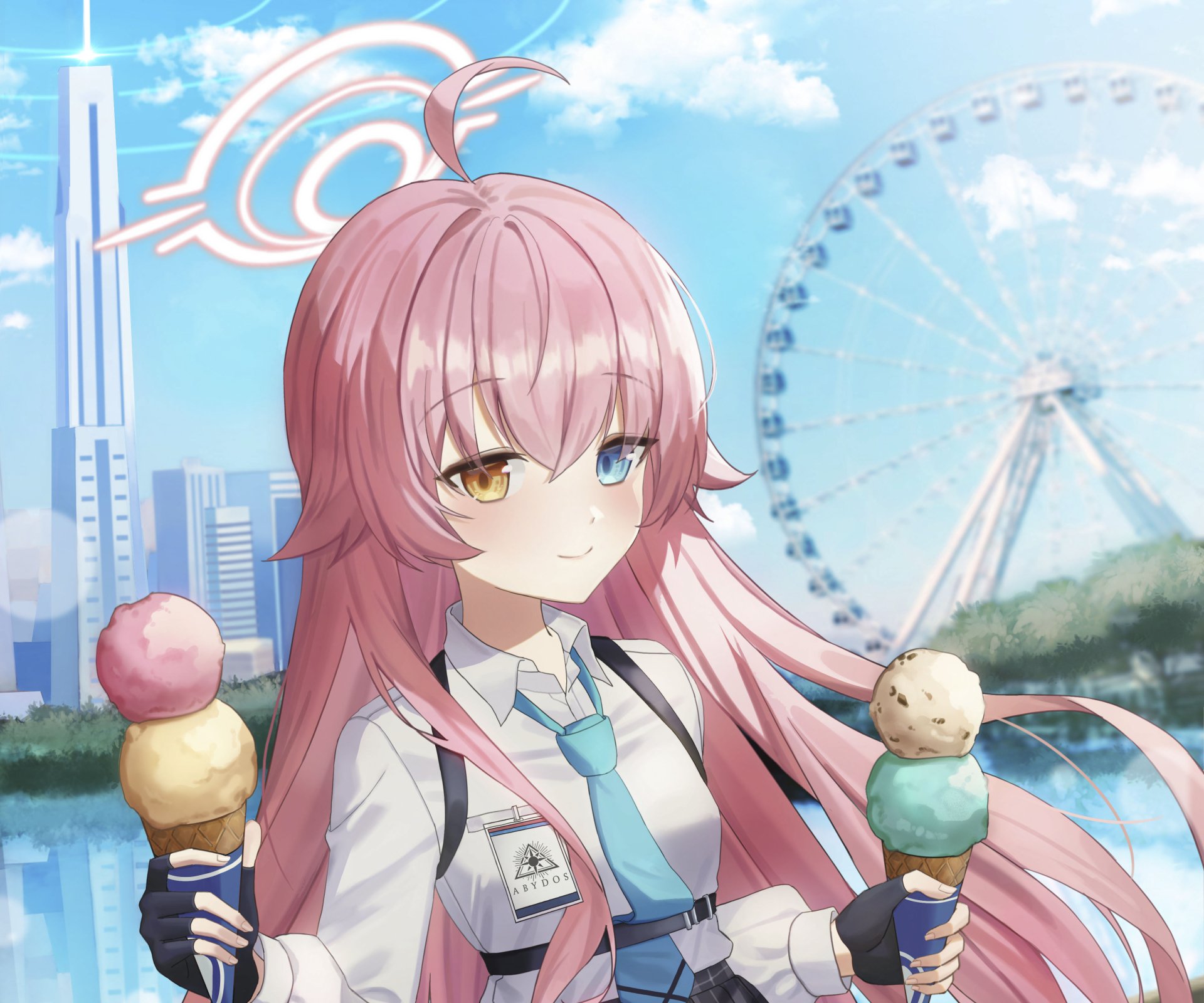 Download Heterochromia Ice Cream Takanashi Hoshino Video Game Blue Archive  4k Ultra HD Wallpaper