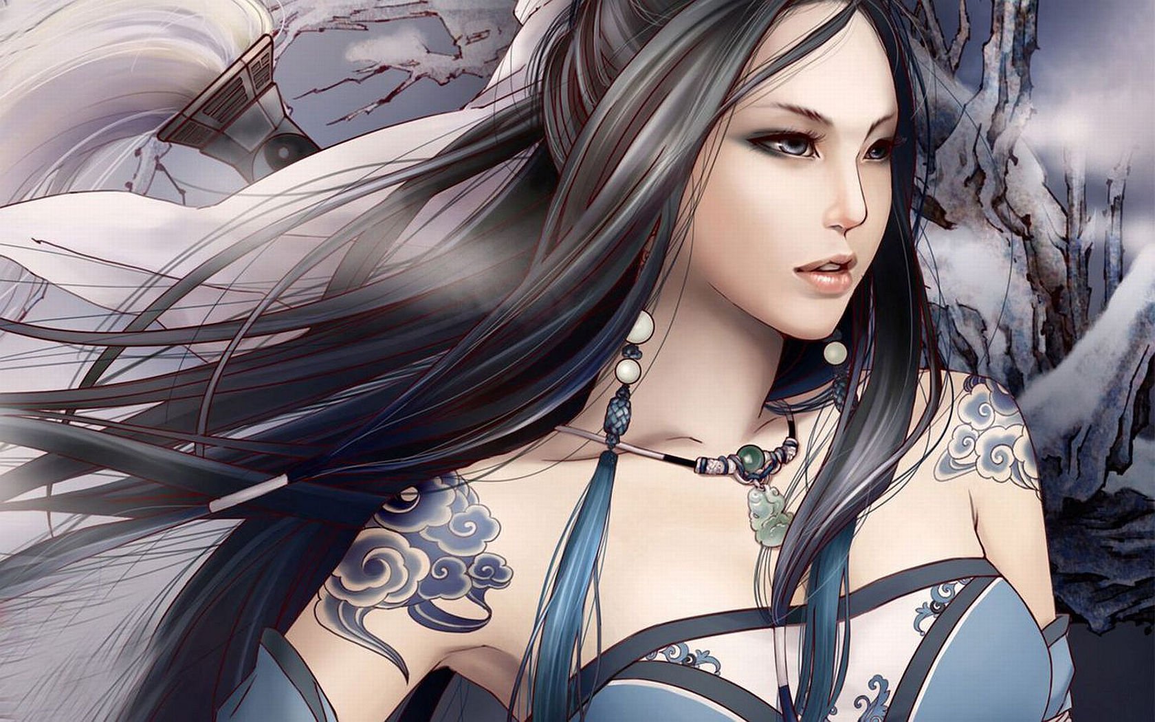 Download Dark Asian Tattoo Blue Video Game JX Online  Wallpaper by Zhang Xiao Bai