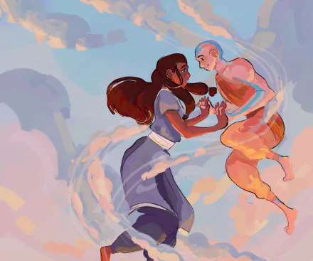 Aang (Avatar) Katara (Avatar) Anime Avatar: The Last Airbender HD Desktop Wallpaper | Background Image