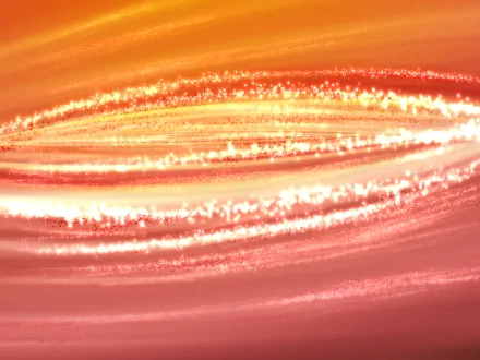 Abstract orange HD PC desktop wallpaper featuring glowing concentric swirling rings and sparkles over warm, streaked tones.