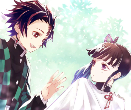 Twitter Kanao Tsuyuri Tanjiro Kamado Anime Demon Slayer: Kimetsu no Yaiba HD Desktop Wallpaper | Background Image