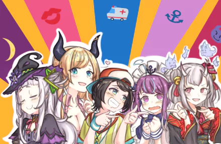 Oozora Subaru Yuzuki Choco Nakiri Ayame Murasaki Shion Minato Aqua hololive Anime Virtual Youtuber HD Desktop Wallpaper | Background Image