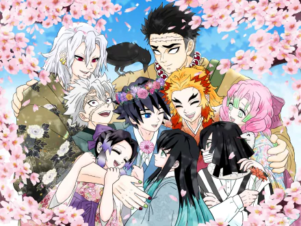 Sanemi Shinazugawa Obanai Iguro Mitsuri Kanroji Giyuu Tomioka Kyojuro Rengoku Gyomei Himejima Shinobu Kochou Muichiro Tokito Tengen Uzui Anime Demon Slayer: Kimetsu no Yaiba HD Desktop Wallpaper | Background Image