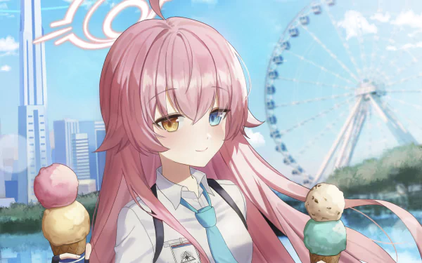 heterochromia ice cream Takanashi Hoshino video game Blue Archive HD Desktop Wallpaper | Background Image