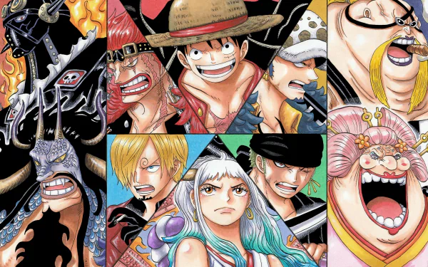 King (One Piece) Queen (One Piece) Kaido (One Piece) Trafalgar Law Eustass Kid Monkey D. Luffy Charlotte Linlin Roronoa Zoro Sanji (One Piece) Yamato (One Piece) Anime One Piece HD Desktop Wallpaper | Background Image