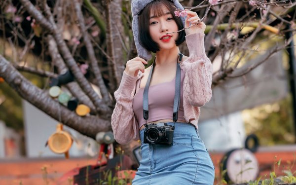 Women Asian Skirt Short Hair HD Wallpaper | Background Image