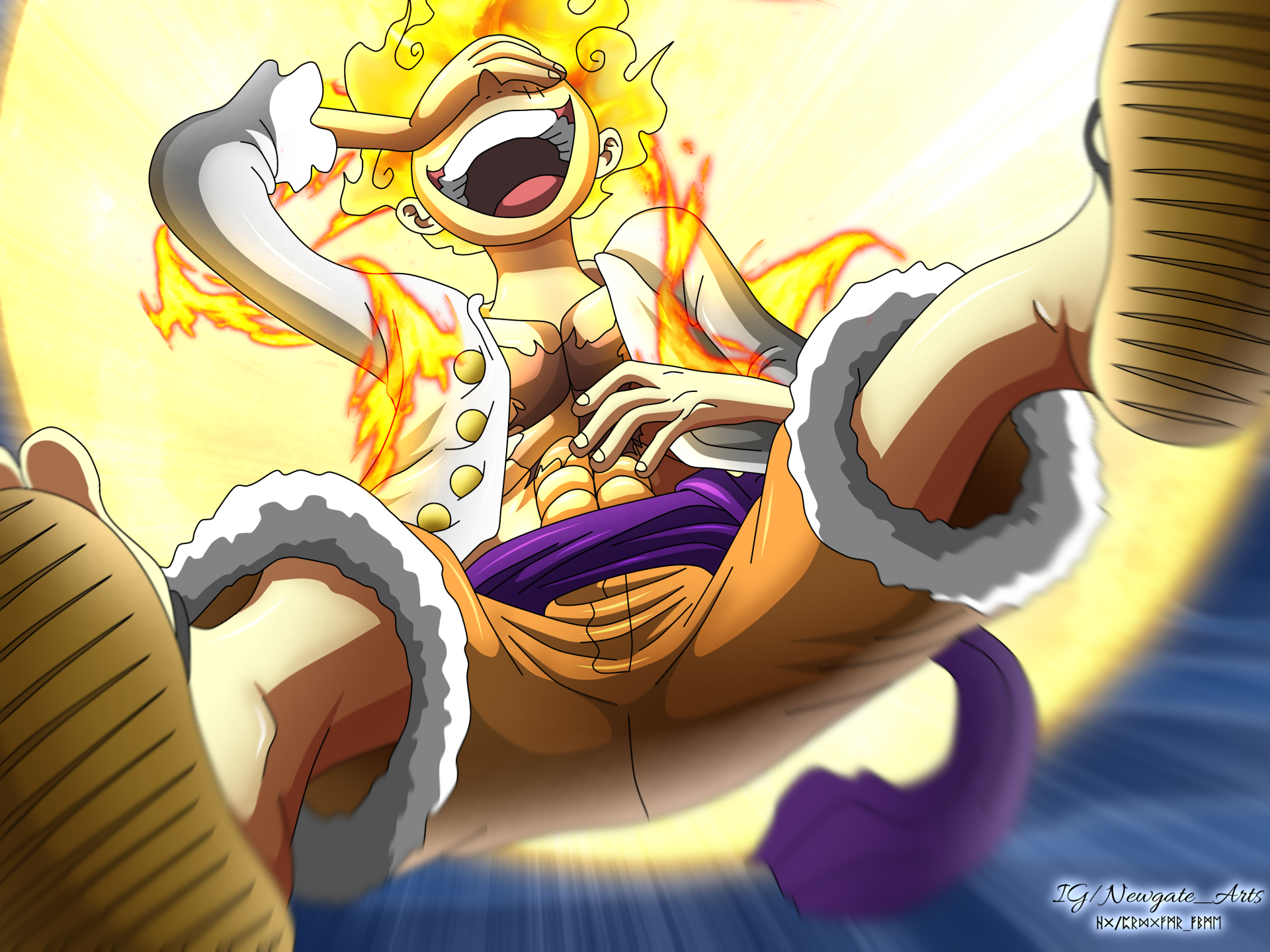 Gear 5 Luffy — One Piece 4K Ultra HD Fiery Wallpaper by newgate-arts ...