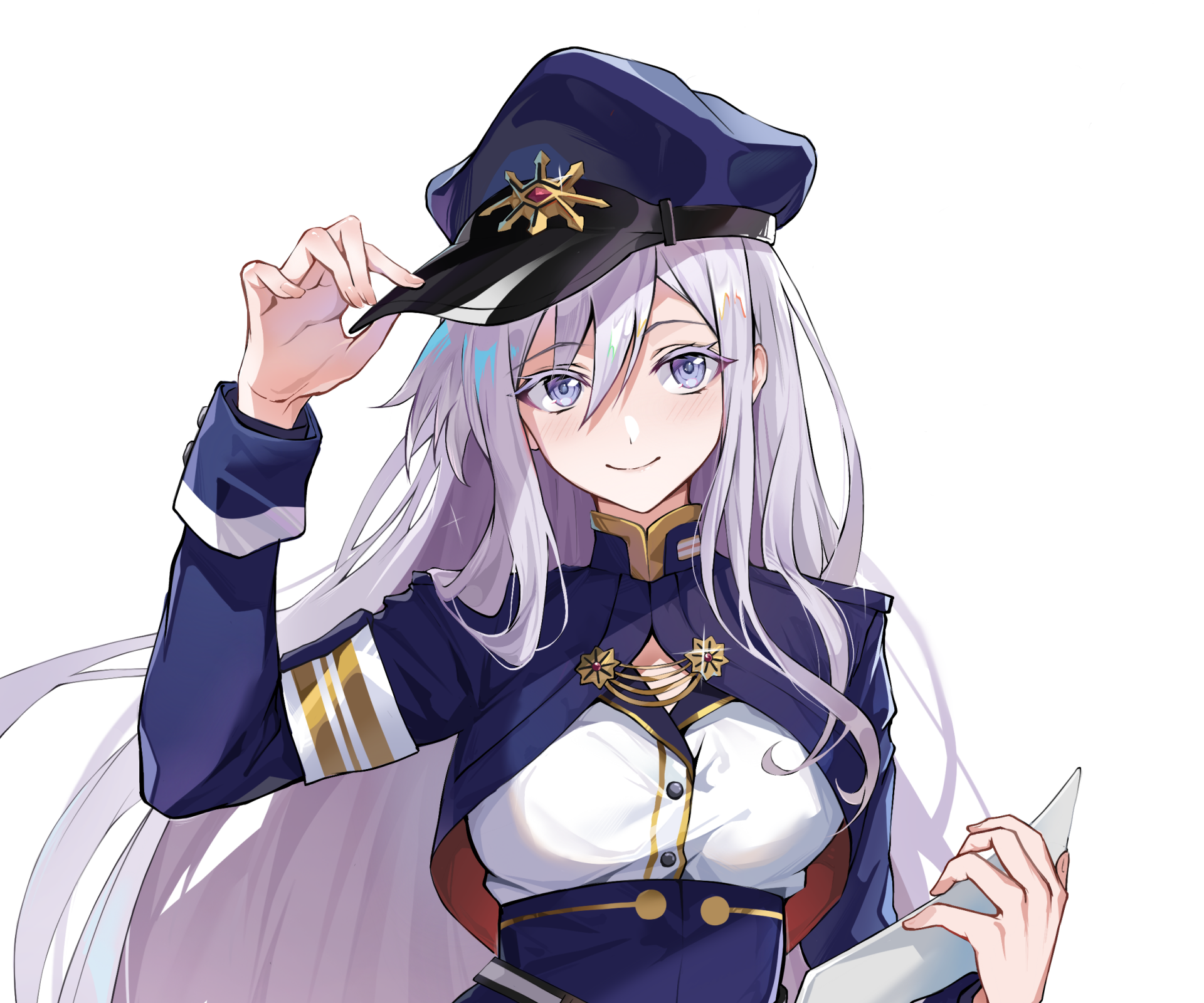 HD PC desktop wallpaper featuring Vladilena Milizé from the anime Eighty Six, showcasing her in a navy uniform with a confident expression.