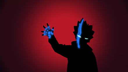 Silhouetted Boruto Uzumaki in an intense pose with glowing blue hand markings, captured in vibrant anime style for a 4K Ultra HD PC desktop wallpaper.