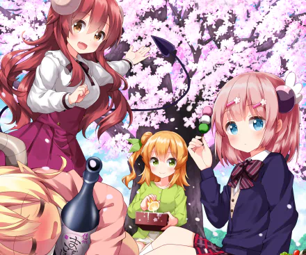 Mikan Hinatsuki Momo Chiyoda Yuuko Yoshida Anime The Demon Girl Next Door HD Desktop Wallpaper | Background Image