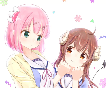 Momo Chiyoda Yuuko Yoshida Anime The Demon Girl Next Door HD Desktop Wallpaper | Background Image