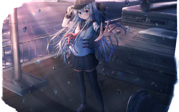 skirt thigh highs school uniform Hibiki (Kancolle) Anime Kantai Collection HD Desktop Wallpaper | Background Image