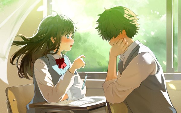 Anime Couple School Uniform HD Wallpaper | Background Image