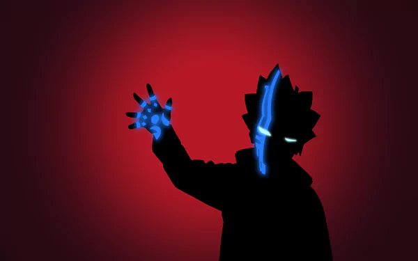 Silhouetted Boruto Uzumaki in an intense pose with glowing blue hand markings, captured in vibrant anime style for a 4K Ultra HD PC desktop wallpaper.