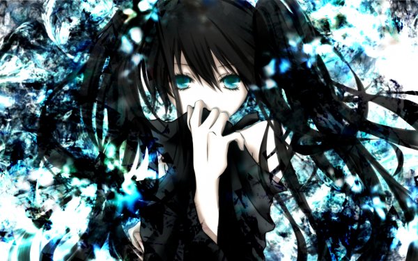 Anime Black Rock Shooter Azul Blue Eyes Black Hair Long Hair Fondo de pantalla HD | Fondo de Escritorio