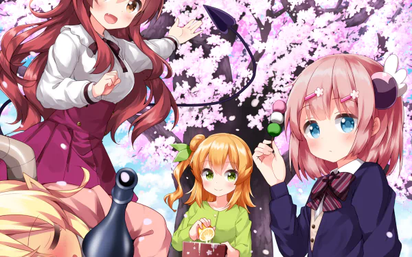 Mikan Hinatsuki Momo Chiyoda Yuuko Yoshida Anime The Demon Girl Next Door HD Desktop Wallpaper | Background Image