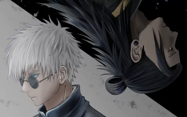 4K Ultra HD anime wallpaper featuring Satoru Gojo and Suguru Geto from Jujutsu Kaisen, showcasing their contrasting styles and intense expressions.