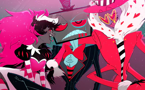 Vox (Hazbin Hotel) Velvet (Hazbin Hotel) Valentino (Hazbin Hotel) TV Show Hazbin Hotel HD Desktop Wallpaper | Background Image
