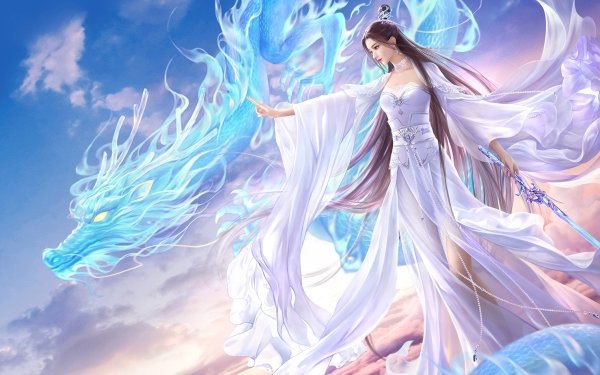 Fantasy Women Chinese Dragon HD Wallpaper | Background Image