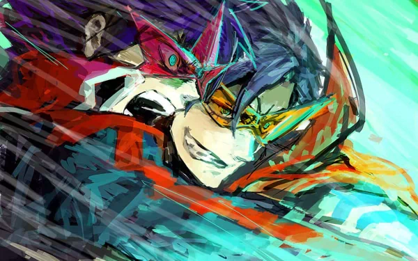 HD desktop wallpaper featuring Kamina and Simon from Tengen Toppa Gurren Lagann. The vibrant and dynamic artwork captures the intense and heroic spirit of the anime series.