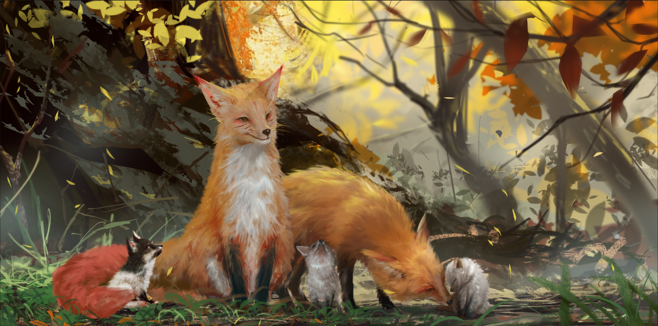 A family of foxes by Ydiya Kai