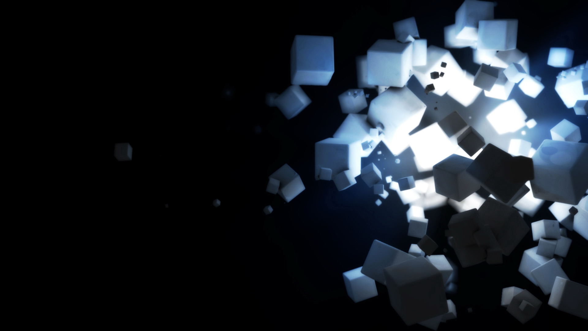 Abstract white cube desktop wallpaper.