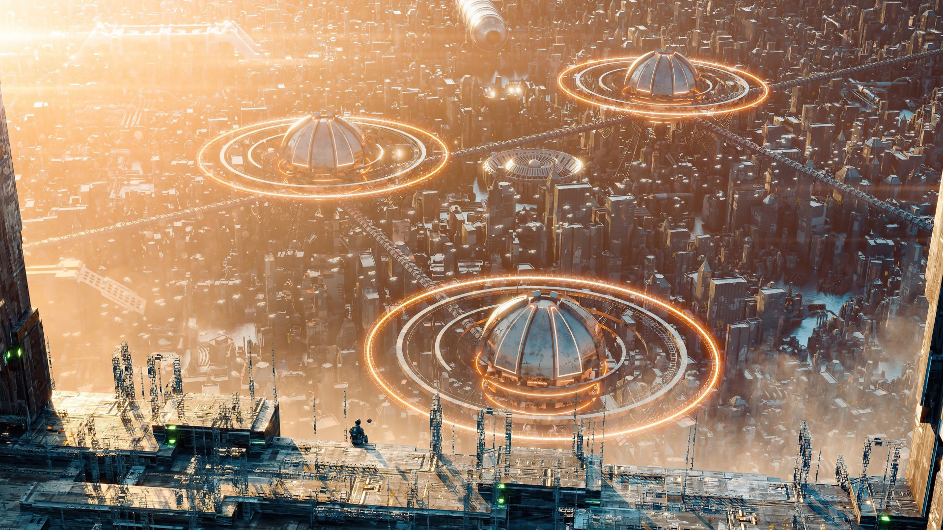 Download Sci Fi City Sci Fi City 4k Ultra HD Wallpaper by Marco Zagara