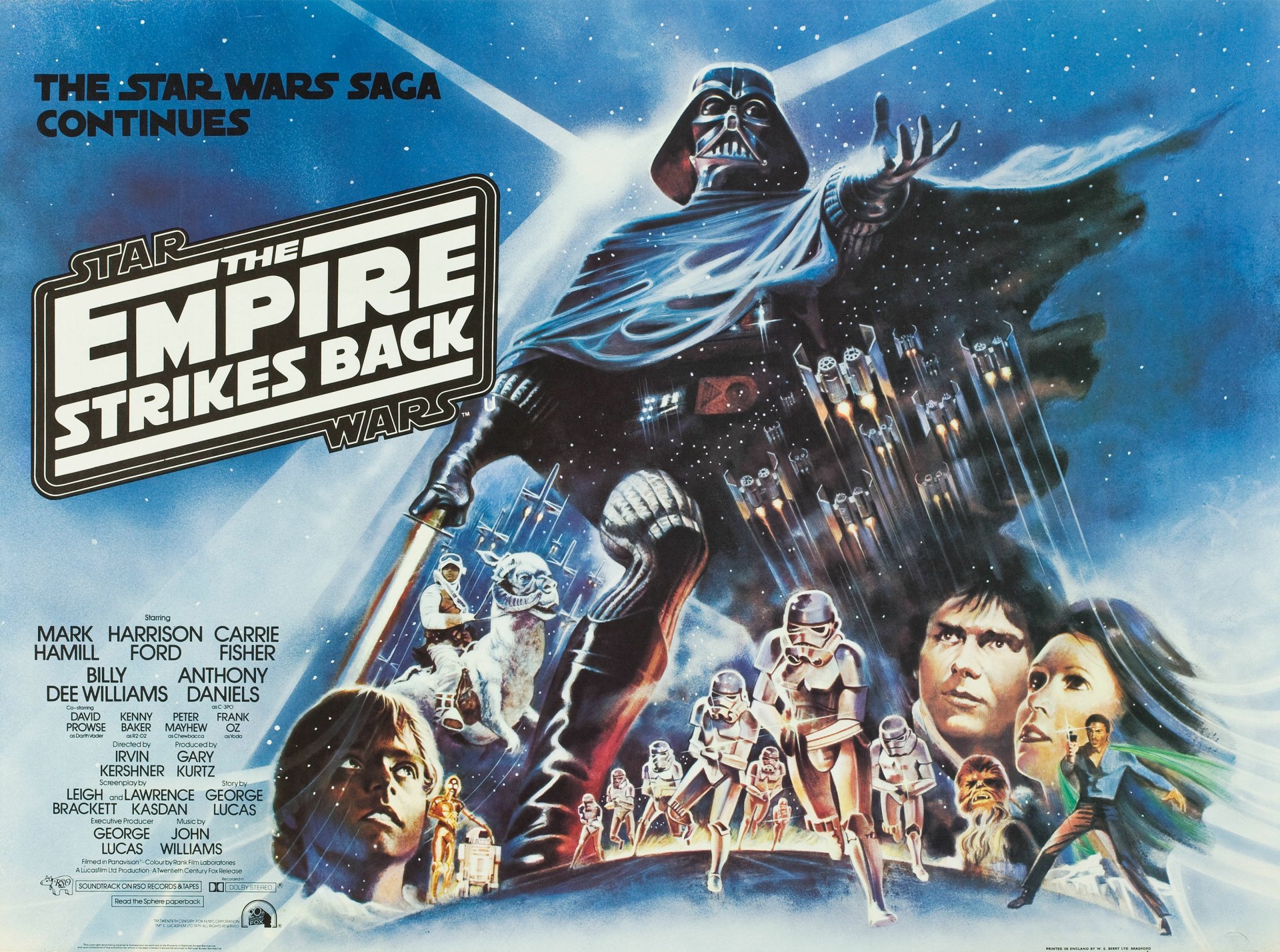 HD PC desktop wallpaper featuring Darth Vader and key characters from Star Wars Episode V: The Empire Strikes Back, capturing the iconic movie's epic saga.