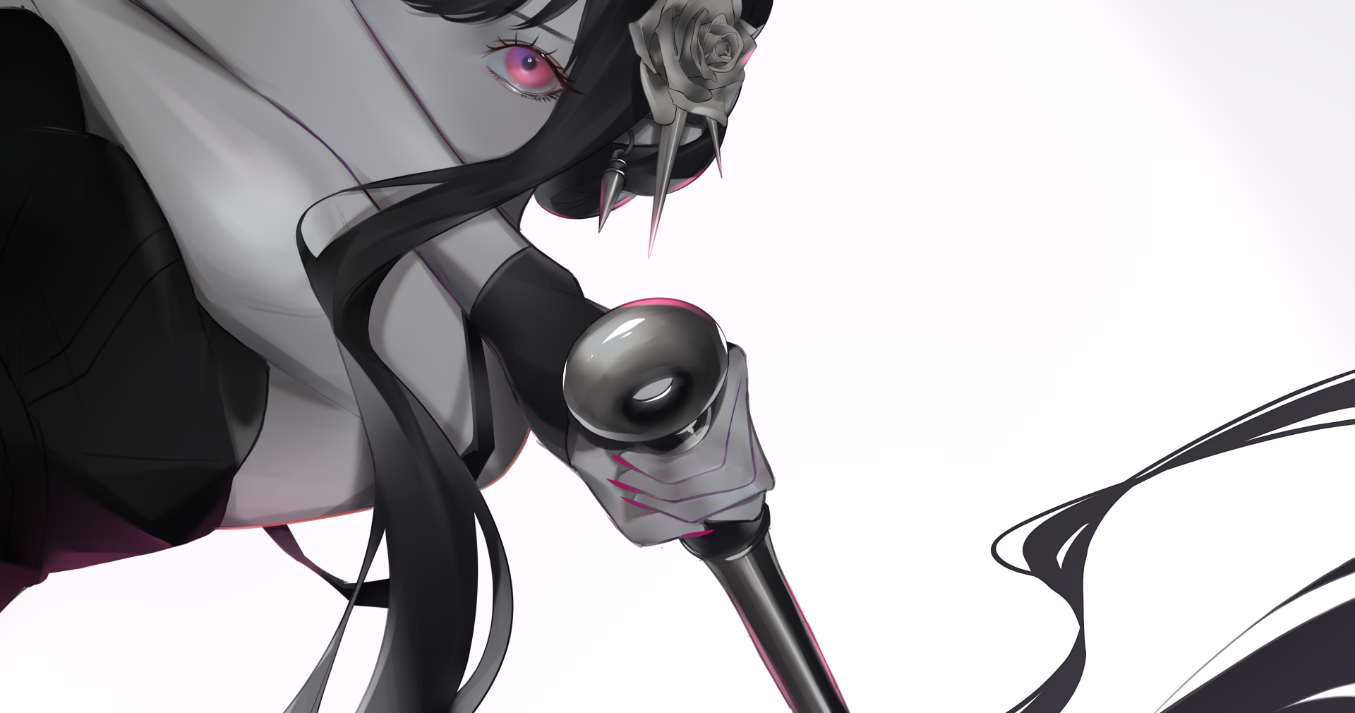 Yor Forger from Spy x Family is depicted in this 4K Ultra HD anime wallpaper, holding a weapon with a focused gaze in a dynamic black and white composition.