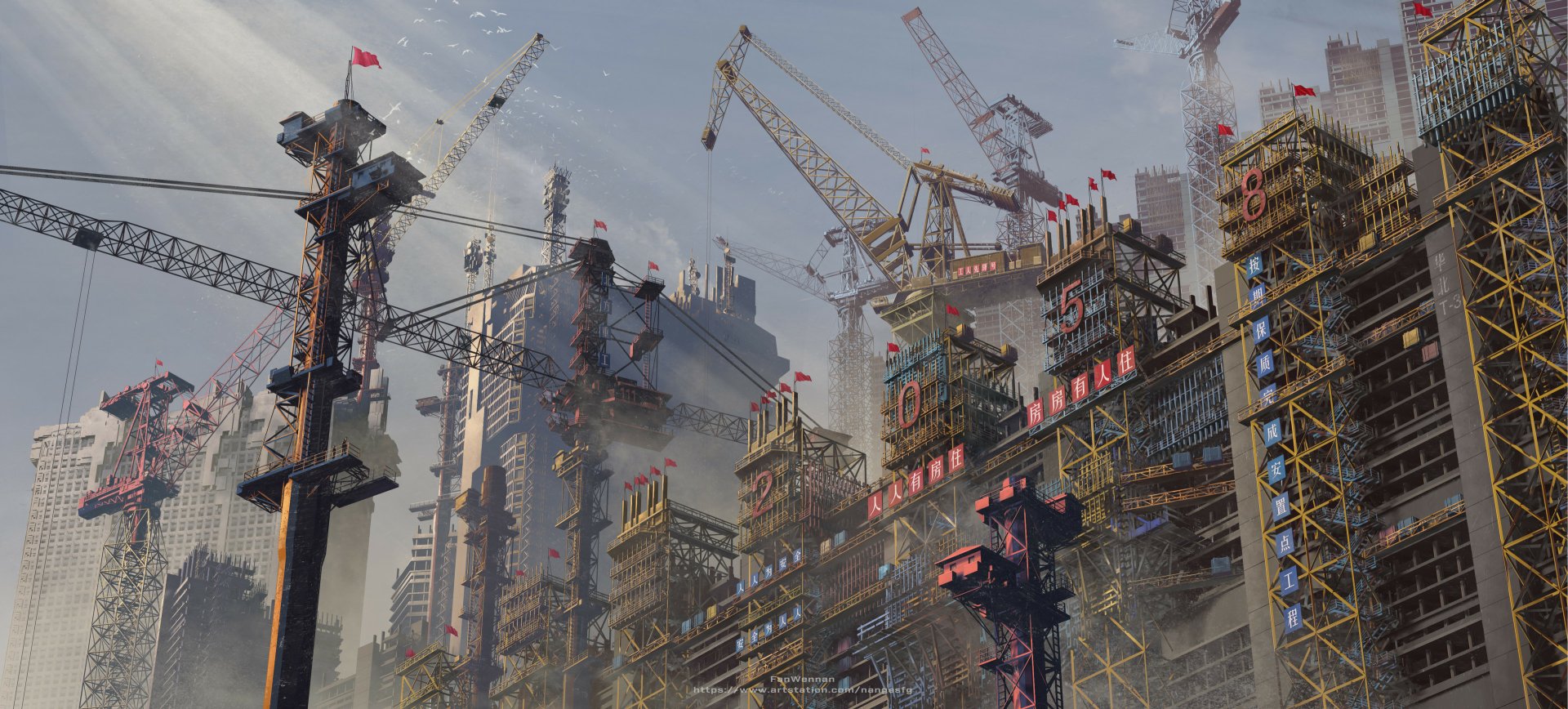 Download Sci Fi Building HD Wallpaper by Fan Wennan | 3840x1735 ...