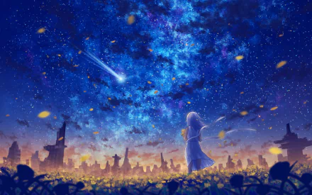 night Anime girl anime girl anime night HD Desktop Wallpaper | Background Image