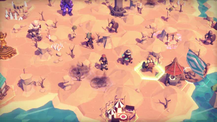 HD desktop wallpaper of 'For The King' game showing a stylized hexagonal map with characters and fantasy landscape.