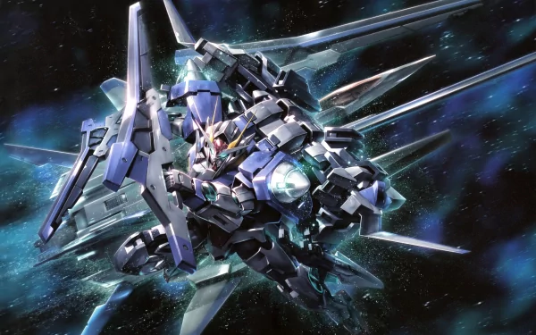 HD anime desktop wallpaper featuring a dynamic image of a Gundam mecha in a space setting, showcasing its intricate design and powerful presence.