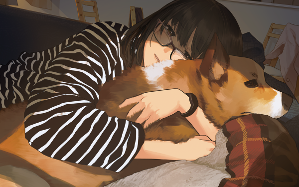 Anime Girl Dog HD Wallpaper | Background Image