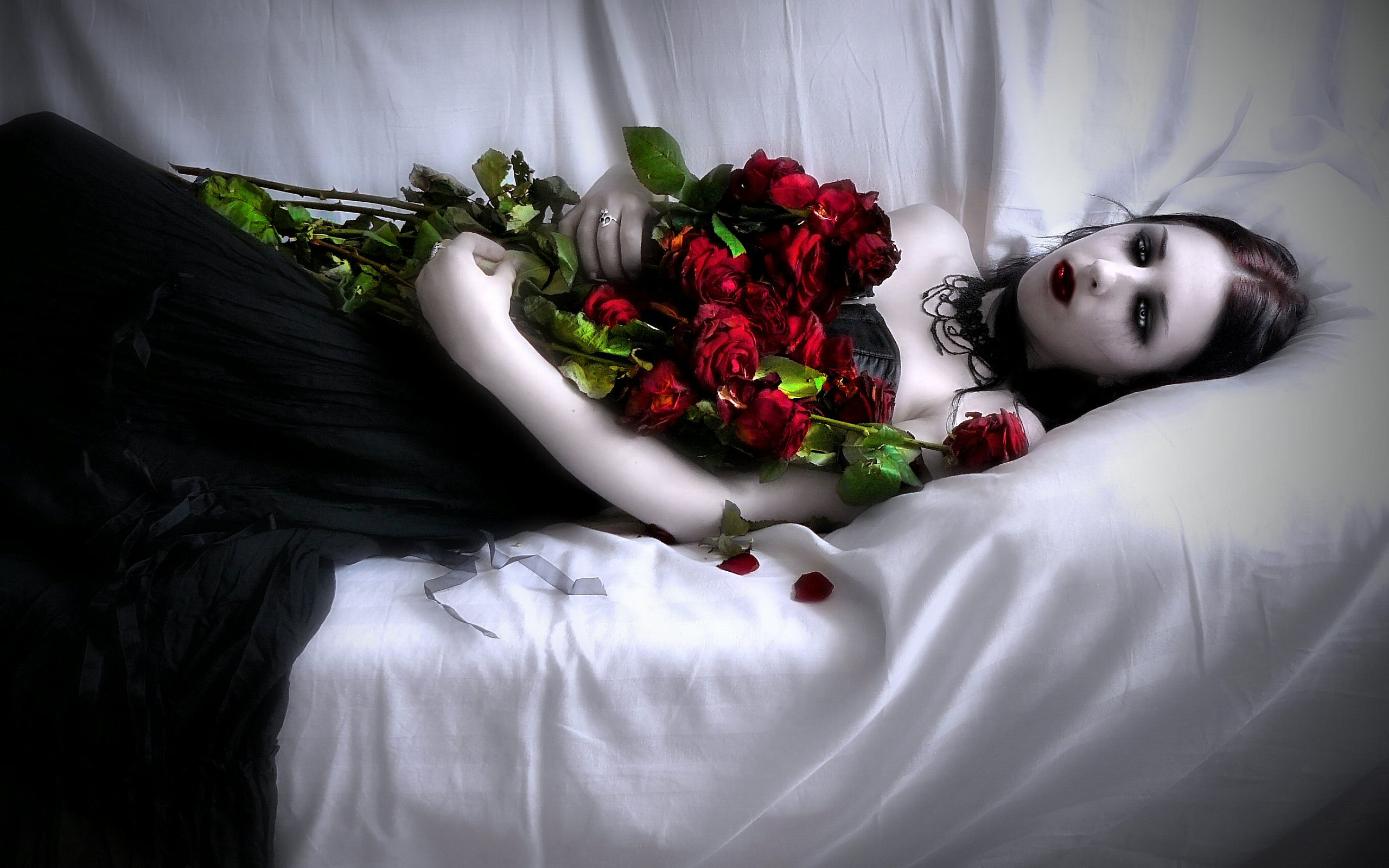 Fantasy vampire lying in peaceful slumber - Long Sleep wallpaper.