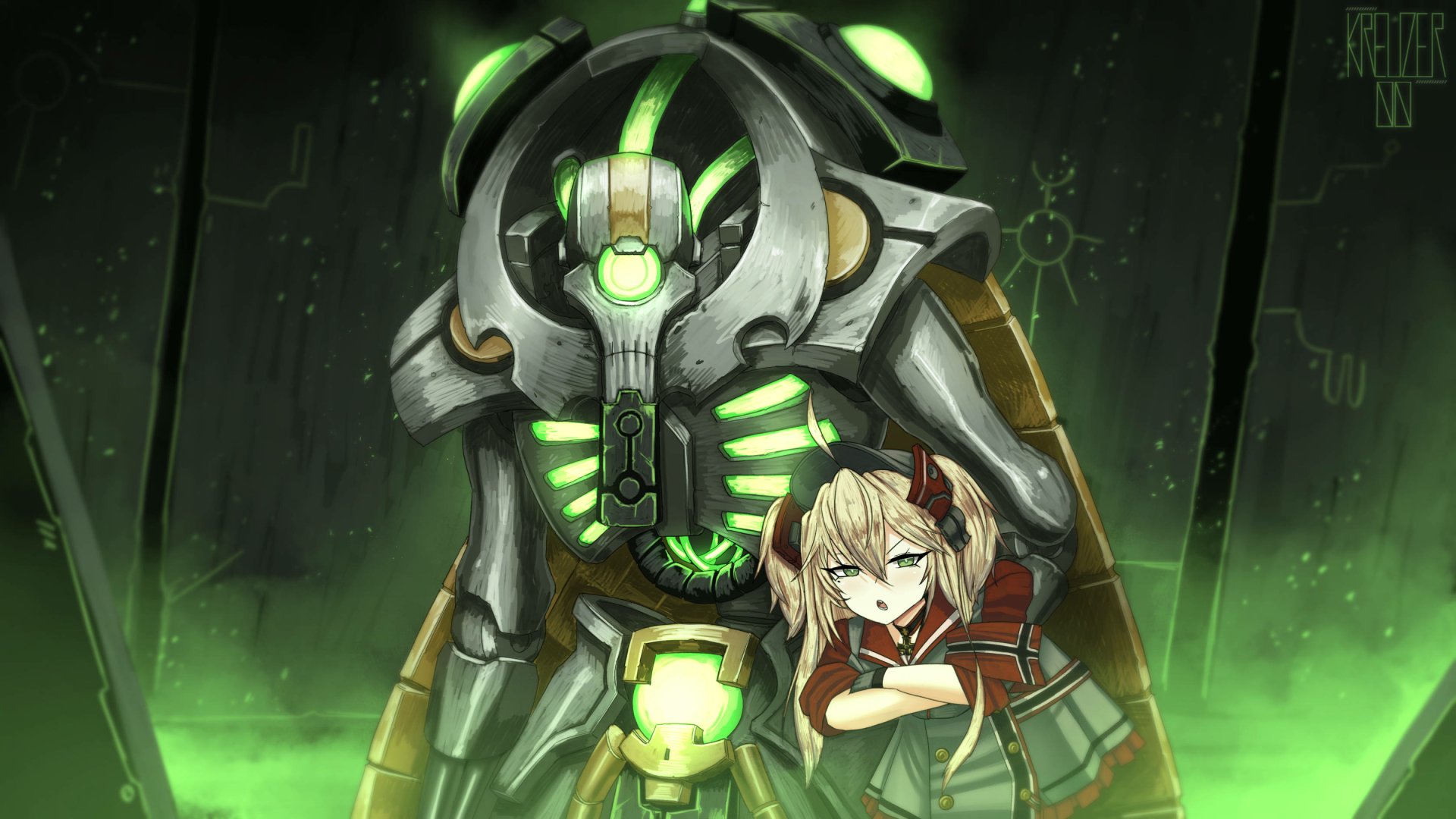Download Admiral Hipper (Azur Lane) Azur Lane Warhammer 40k Anime Crossover HD Wallpaper