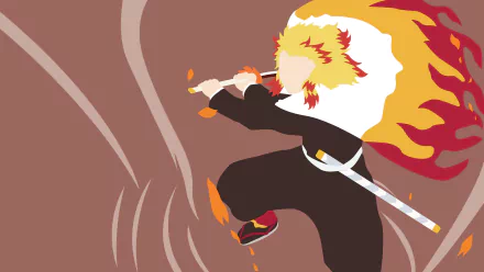 Kyojuro Rengoku from Demon Slayer: Kimetsu no Yaiba in dynamic anime style, depicted with fiery hair and sword, rendered as a vibrant 4K Ultra HD PC desktop wallpaper.