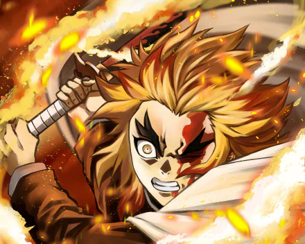 Kyojuro Rengoku Anime Demon Slayer: Kimetsu no Yaiba HD Desktop Wallpaper | Background Image