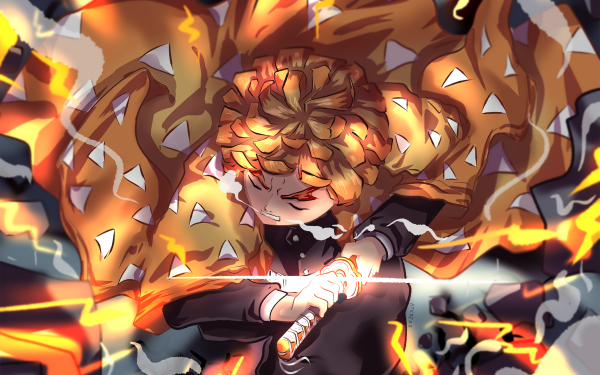 Anime Demon Slayer: Kimetsu no Yaiba Demon Slayer Zenitsu Agatsuma HD Wallpaper | Background Image