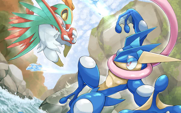 Greninja (Pokémon) Hawlucha (Pokémon) video game Pokemon HD Desktop Wallpaper | Background Image