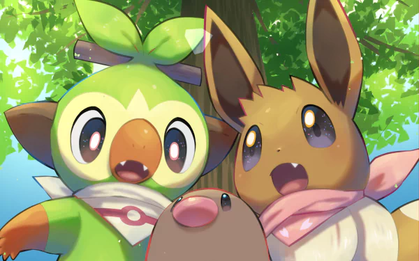 Grookey (Pokémon) Eevee (Pokémon) Diglett (Pokémon) video game Pokémon: Sword and Shield HD Desktop Wallpaper | Background Image