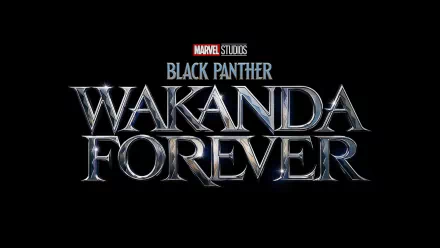 HD PC desktop wallpaper: Marvel Studios movie Black Panther — Wakanda Forever silver logo on black background.