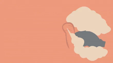 Anime-style HD PC desktop wallpaper of Torkoal, the fire Pokémon, puffing clouds of smoke against a soft peach background.