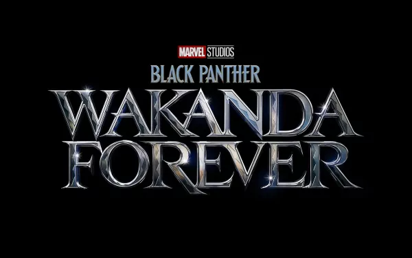 HD PC desktop wallpaper: Marvel Studios movie Black Panther — Wakanda Forever silver logo on black background.