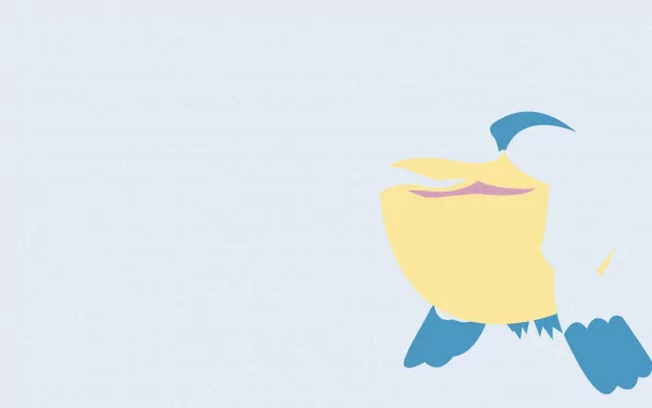 Minimalist anime-style HD PC desktop wallpaper featuring Pelipper, the flying water Pokémon, rendered in soft pastel tones against a pale blue background.