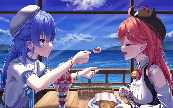 Sakura Miko Hoshimachi Suisei Anime Virtual Youtuber HD Desktop Wallpaper | Background Image