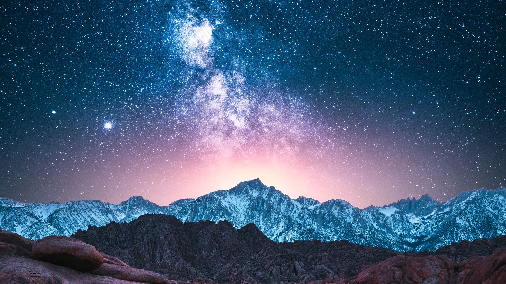 Download Mountain Milky Way Nature Night HD Wallpaper