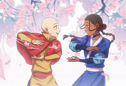 Aang (Avatar) Katara (Avatar) Anime Avatar: The Last Airbender HD Desktop Wallpaper | Background Image